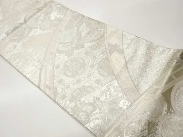 JAPANESE KIMONO / FUKURO OBI / WOVEN BRIDGE & CLASSICAL FLOWER 